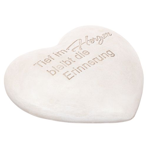 Spominsko srce z napisom, poliresin — 17 cm